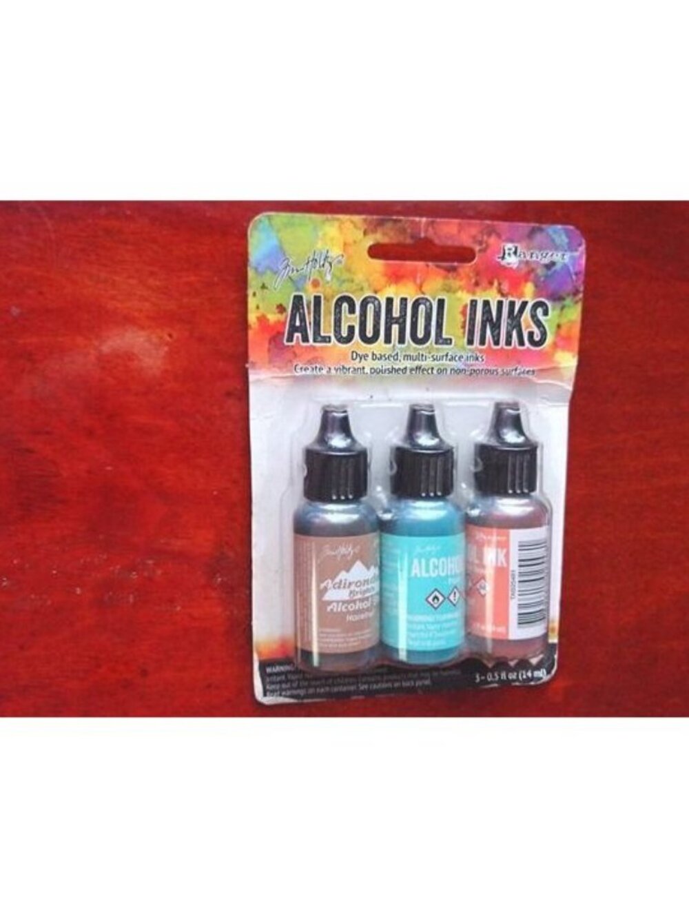 Ranger Adirondack Alcohol Ink .5oz, 3-Pack, hazelnut, pool, Mountain Rose